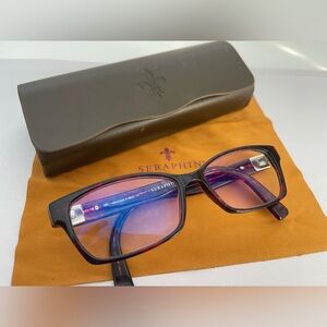 Seraphin by OGI Brown Red Blue Marble Tortoise Eyeglasses Made in Japan w/Case